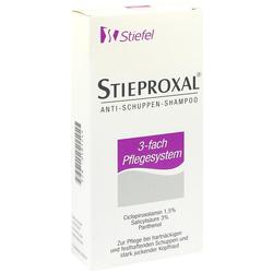 Weiße Shampoo-Verpackung mit lila Text "Anti-Schuppen-Pflegesystem".