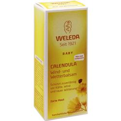 Gelbe Verpackung von Weleda Calendula Babybalsam, schützt vor Wetter.