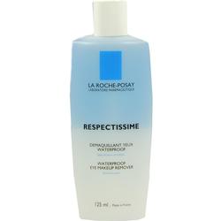 Eine blaue Flasche für wasserfesten Augen-Make-up-Entferner.