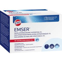 Eine Schachtel Emser Inhalationslösung für Atemwegstherapien mit 4% Salzkonzentration.